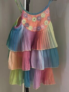 Multicolor Layered Dress with Floral Details